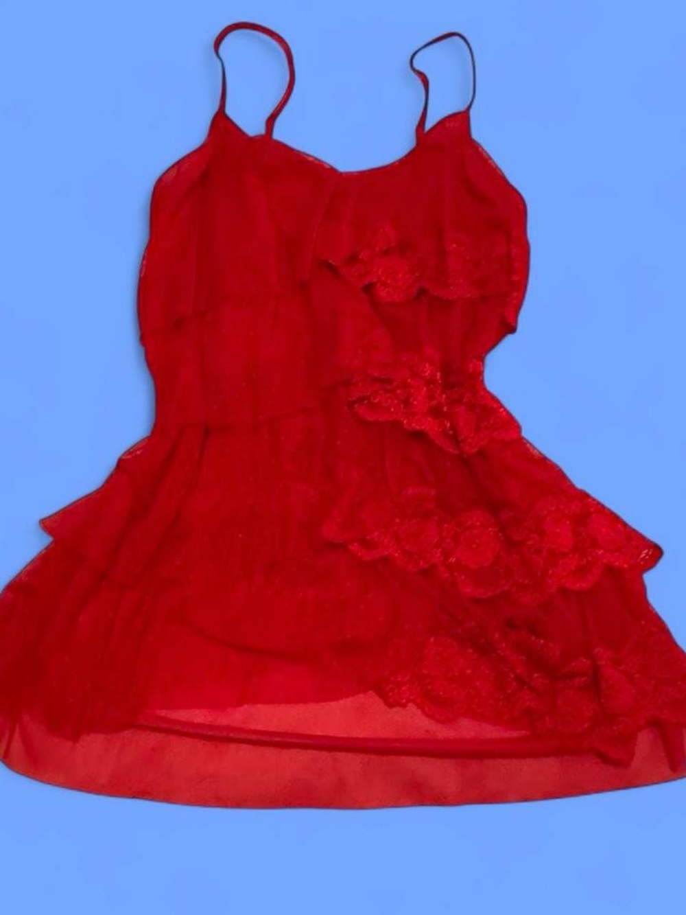 Y2K Red Lace Tiered cami